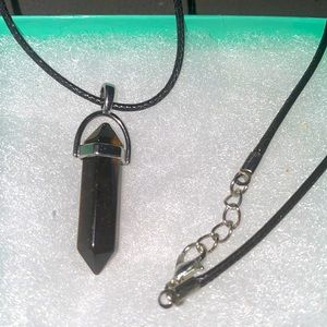 Boho tiger eye Crystal Black Cord Necklace 16-18”